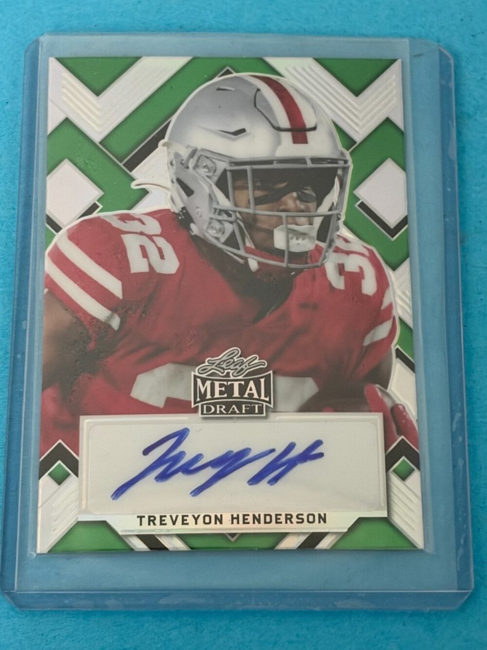 2023 Treveyon Henderson AUTO Leaf Metal Draft Green WAVE Rc #9 / 10 PA-TH2